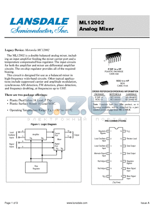 MC12002D datasheet - Analog Mixer