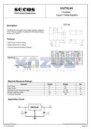 SM79L09 datasheet - Negative Voltage Regulator