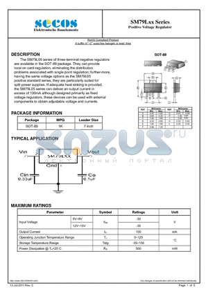 SM79L09 datasheet - Positive Voltage Regulator