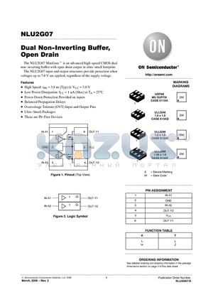 NLU2G07AMX1TCG datasheet - Dual Non-Inverting Buffer, Open Drain