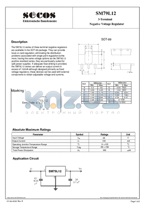 SM79L12 datasheet - 3-Terminal Negative Voltage Regulator