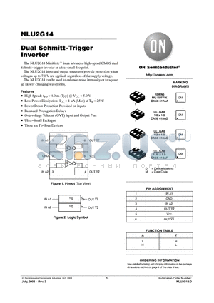 NLU2G14 datasheet - Dual Schmitt-Trigger Inverter