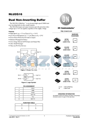 NLU2G16AMUTCG datasheet - Dual Non-Inverting Buffer