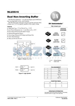 NLU2G16AMX1TCG datasheet - Dual Non-Inverting Buffer