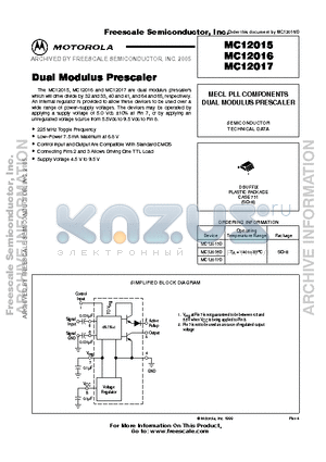 MC12016D datasheet - Dual Modulus Prescaler