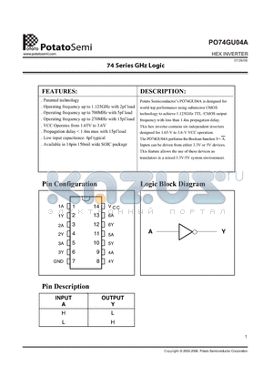 PO74GU04ASR datasheet - HEX INVERTER