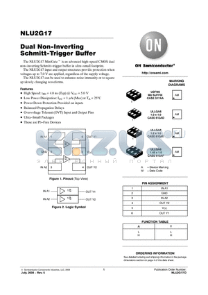 NLU2G17CMX1TCG datasheet - Dual Non-Inverting Schmitt-Trigger Buffer