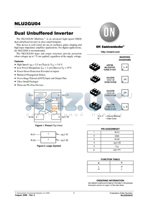 NLU2GU04 datasheet - Dual Unbuffered Inverter