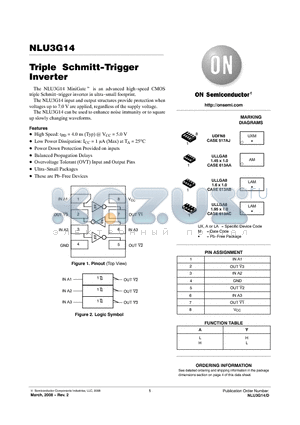 NLU3G14CMX1TCG datasheet - Triple Schmitt-Trigger Inverter