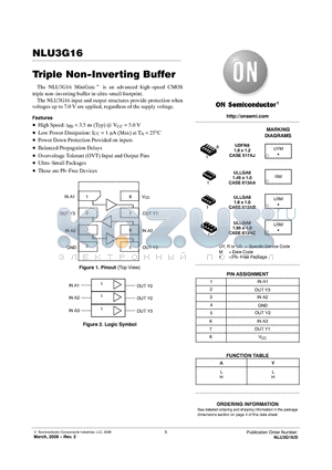 NLU3G16CMX1TCG datasheet - Triple Non-Inverting Buffer