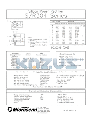 R30460 datasheet - Silicon Power Rectifier