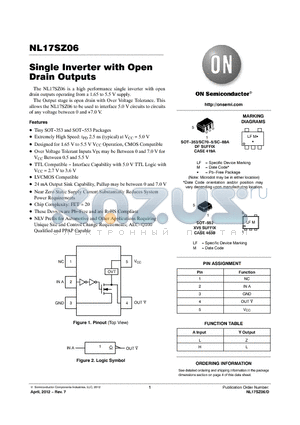 NLV17SZ06DFT2G datasheet - Single Inverter with Open Drain Outputs