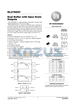 NLV27WZ07DFT2G datasheet - Dual Buffer with Open Drain Outputs