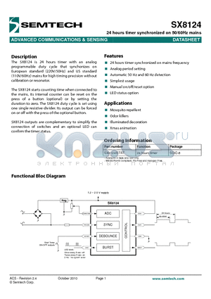 SX8124ISTRT datasheet - 24 hours timer synchronized on 50/60Hz mains