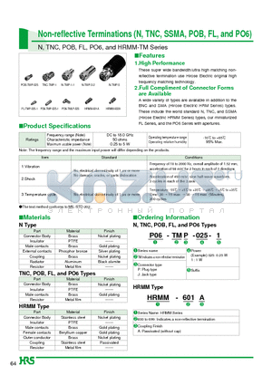 POB-TMP-025 datasheet - Non-reflective Terminations (N, TNC, SSMA, POB, FL, and PO6)