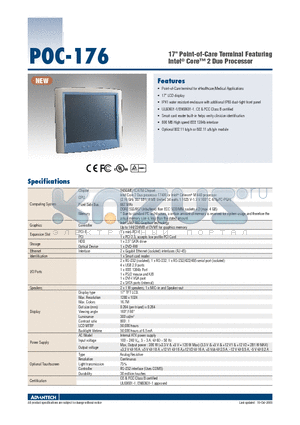 POC-176-D1A-ATE datasheet - 17 Point-of-Care Terminal Featuring Intel^ Core 2 Duo Processor