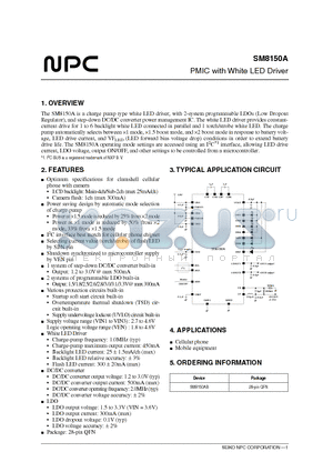 SM8150A datasheet - PMIC with White LED Driver