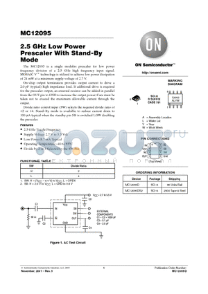 MC12095DR2 datasheet - 2.5 GHz Low Power Prescaler With Stand-By Mode
