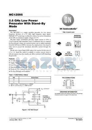 MC12095DR2G datasheet - 2.5 GHz Low Power Prescaler With Stand−By Mode