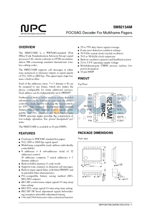 SM8213 datasheet - POCSAG Decoder For Multiframe Pagers