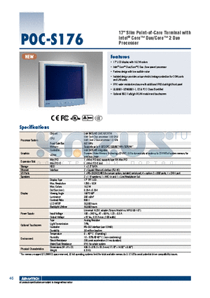 POC-S176 datasheet - 17 Slim Point-of-Care Terminal with Intel^ Core Duo/Core 2 Duo Processor