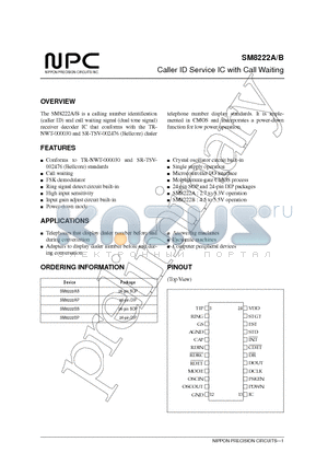 SM8222BP datasheet - Caller ID Service IC with Call Waiting