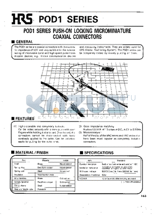 POD1-PP-0456A-C datasheet - POD1 SERIES PUSH-ON LOCKING MICROMINIATURE COAXIAL CONNECTORS