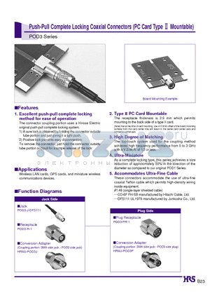 POD3-R-1 datasheet - Push-Pull Complete Locking Coaxial Connectors (PC Card Type 2 Mountable)