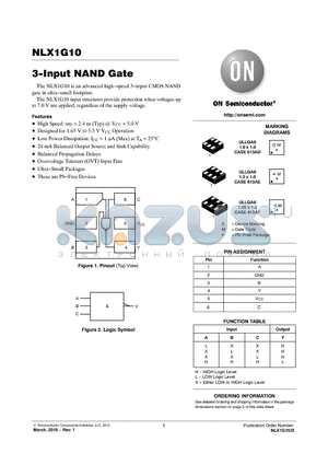 NLX1G10BMX1TCG datasheet - 3-Input NAND Gate