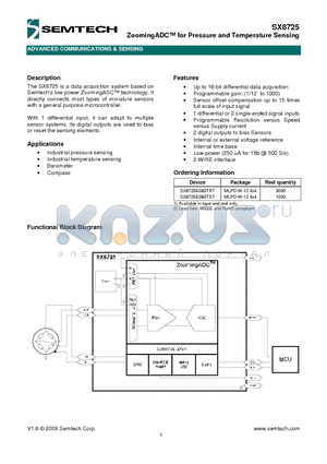 SX8725 datasheet - ZoomingADC for Pressure and Temperature Sensing