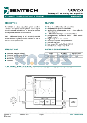 SX8725SWLTDT datasheet - ZoomingADC for sensing data acquisition ADVANCED COMMUNICATIONS & SENSING