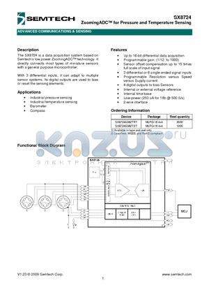 SX8724E082TDT datasheet - ZoomingADC for Pressure and Temperature Sensing