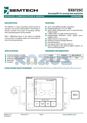 SX8725C datasheet - ZoomingADC for sensing data acquisition