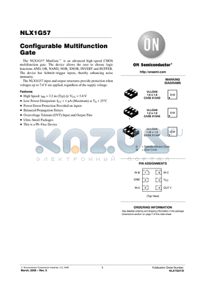 NLX1G57AMX1TCG datasheet - Configurable Multifunction Gate