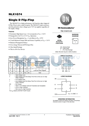 NLX1G74 datasheet - Single D Flip-Flop