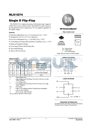 NLX1G74MUTCG datasheet - Single D Flip-Flop
