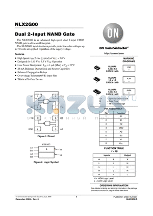 NLX2G00AMX1TCG datasheet - Dual 2-Input NAND Gate