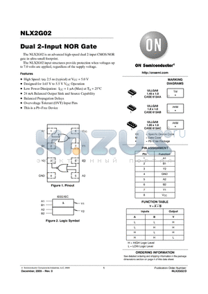 NLX2G02CMX1TCG datasheet - Dual 2-Input NOR Gate