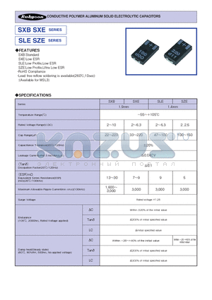 SXB datasheet - CONDUCTIVE POLYMER ALUMINUM SOLID ELECTROLYTIC CAPACITORS