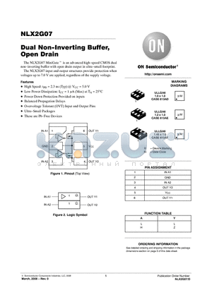 NLX2G07 datasheet - Dual Non-Inverting Buffer, Open Drain