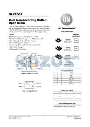 NLX2G07AMX1TCG datasheet - Dual Non-Inverting Buffer, Open Drain