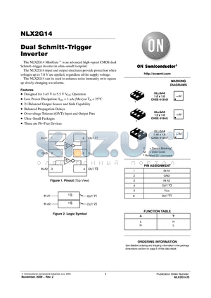 NLX2G14AMX1TCG datasheet - Dual Schmitt-Trigger Inverter