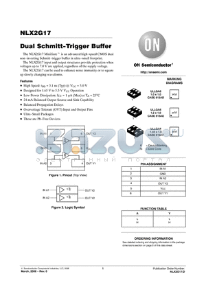 NLX2G17AMX1TCG datasheet - Dual Schmitt-Trigger Buffer