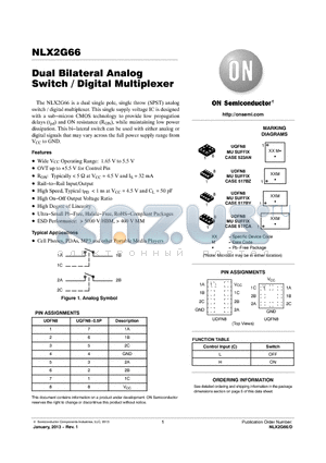 NLX2G66 datasheet - Dual Bilateral Analog Switch / Digital Multiplexer