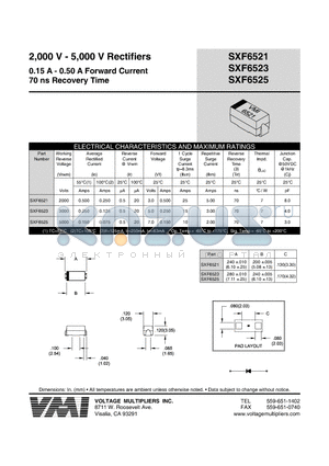 SXF6525 datasheet - 2,000 V - 5,000 V Rectifiers 0.15 A - 0.50 A Forward Current 70 ns Recovery Time