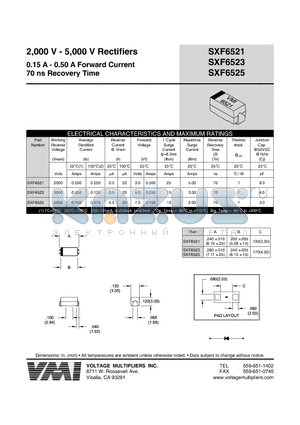 SXF6521 datasheet - 2,000 V - 5,000 V Rectifiers 0.15 A - 0.50 A Forward Current 70 ns Recovery Time