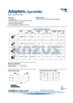 NM-SF50 datasheet - 50OHM, DC to 18 GHz