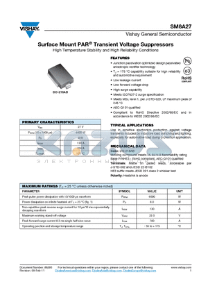 SM8A27_11 datasheet - Surface Mount PAR Transient Voltage Suppressors