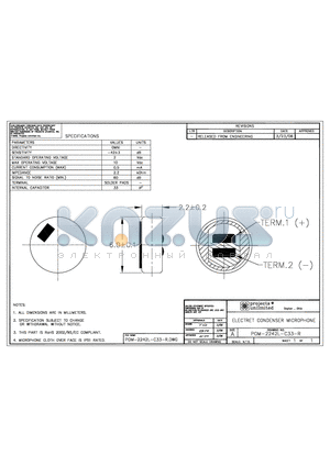 POM-2242L-C33-R datasheet - ELECTRET CONDENSER MICROPHONE