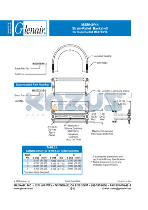 M85049-44-1 datasheet - Strain-Relief Backshell